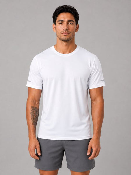 SparkNine Ironlite sport t-shirt heren met reflecterende strepen - XXL - wit - zweetbestendig - lichtgewicht & sneldrogend