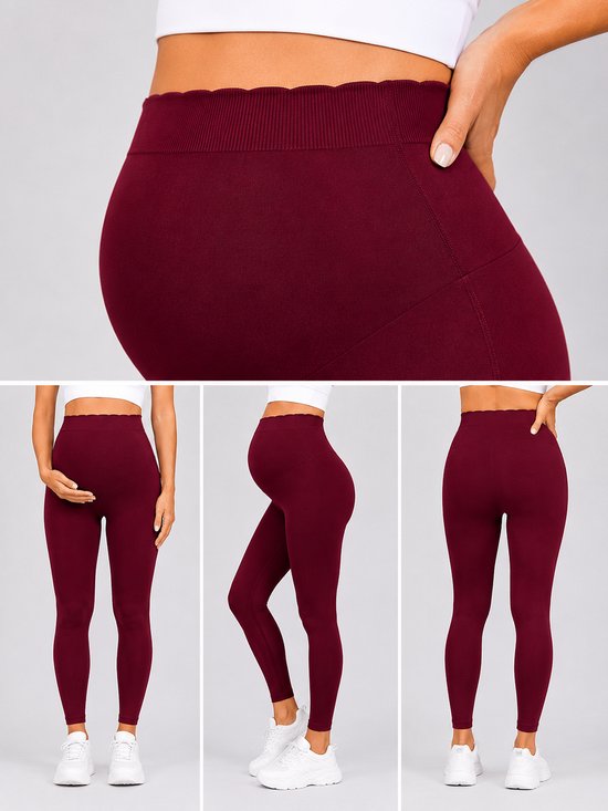 SparkNine Bellyflex zwangerschap legging - M - rood - hoge taille - rekbaar - maternity - geribbelde tailleband - stijlvol & ademend