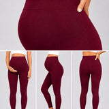 SparkNine Bellyflex zwangerschap legging - M - rood - hoge taille - rekbaar - maternity - geribbelde tailleband - stijlvol & ademend