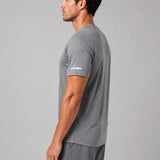 SparkNine Ironlite sport t-shirt heren met reflecterende strepen - XXL - grijs - zweetbestendig - lichtgewicht & sneldrogend