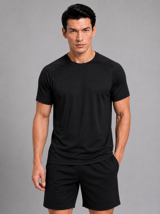 SparkNine Pulsegear sport t-shirt - heren - sneldrogend & ademend - L - zwart - lichtgewicht - ideaal voor trainen, rennen & fitness
