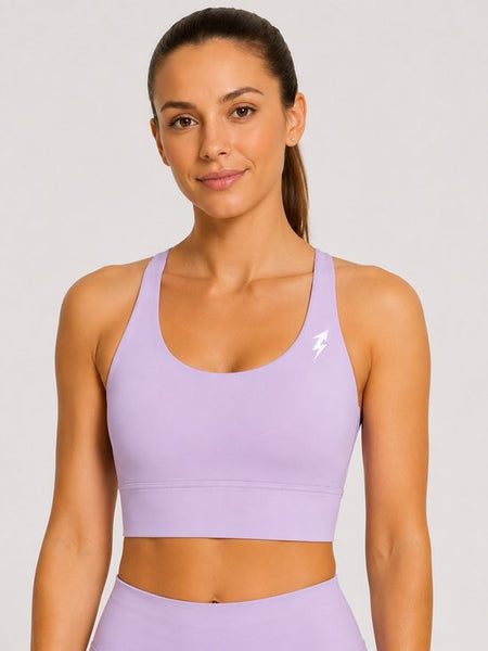 SparkNine Elevate sport-bh - L - orchid - gekruiste rug - push-up effect - stevige ondersteuning - met uitneembare pads