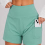 SparkNine Breeze dames short - sportshort - met telefoonzak - dubbellaags met binnenshort - S - groen - fitness - hoge taille - ademend & sneldrogend