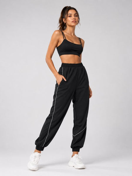 SparkNine Shadowflex dames joggingsbroek - losse fit - met elastische banden - XL - zwart - training - hoge taille - lichtgewicht & comfortabel