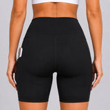 SparkNine Rebel fitness short - korte sportbroek met zakken - M - zwart - hoge taille - sport - telefoonzak - squatproof - niet doorschijnend