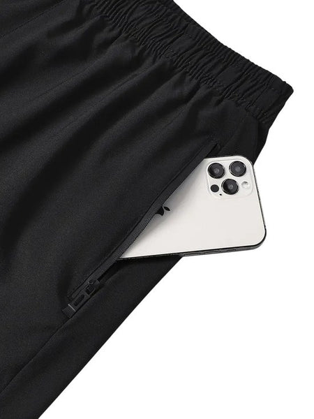 SparkNine Swift heren sport broek - met ritszakken - M - zwart - fitness short - ademend - trainingsshort - elastische band met koord - sneldrogend