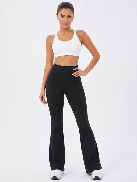 SparkNine Serenaflare dames legging - flare pants - met zakken - S - zwart - hoge taille - stijlvol - elastisch