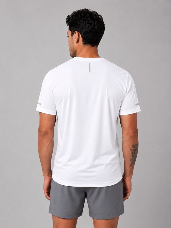 SparkNine Ironlite sport t-shirt heren met reflecterende strepen - XL - wit - zweetbestendig - lichtgewicht & sneldrogend