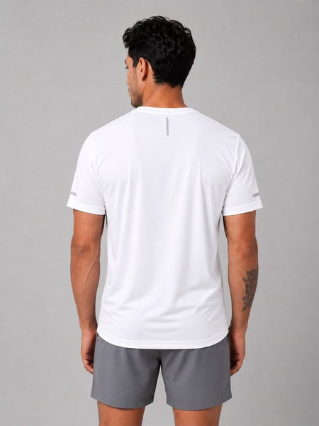 SparkNine Ironlite sport t-shirt heren met reflecterende strepen - XL - wit - zweetbestendig - lichtgewicht & sneldrogend