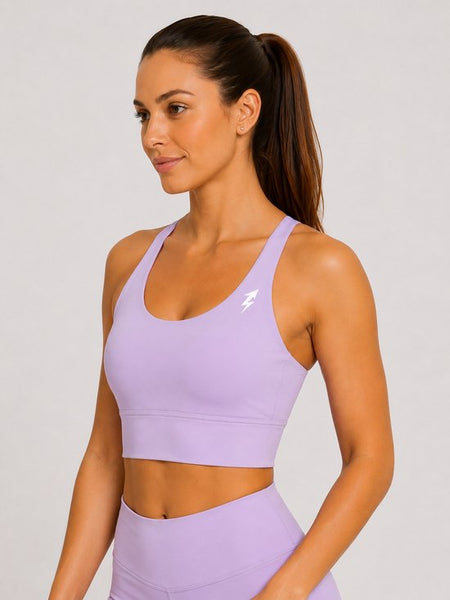 SparkNine Elevate sport-bh - L - orchid - gekruiste rug - push-up effect - stevige ondersteuning - met uitneembare pads