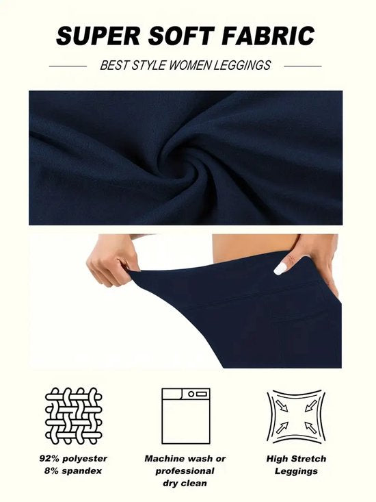 SparkNine Softflex zachte legging met zakken - dames sportlegging - comfy legging - S - blauw - hoge taille - elastisch - zacht materiaal - comfortabel