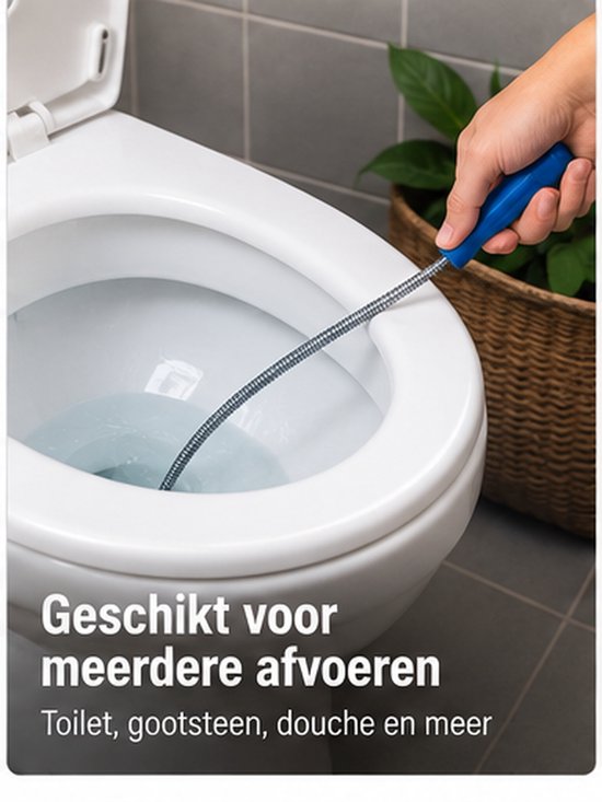 Ontstoppingsveer 5 Meter – Trekveer voor Afvoer – Rioolveer voor Verstopte Leidingen – Flexibele Afvoer Ontstopper – Voor Gootsteen, Douche & Afvoer