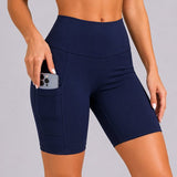 SparkNine Softflow korte sportbroek - met zakken - zachte stof - XS - blauw - dames short - half lang - fietsshort