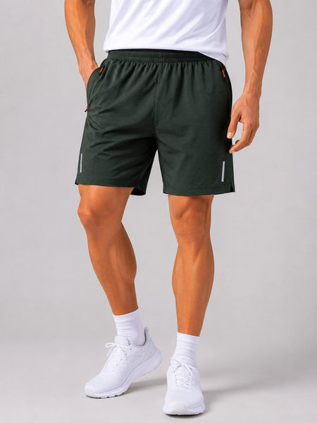 SparkNine Apex fitnesshort - sportbroek - met ritszakken - XXL - groen - functioneel - sneldrogend & ademend - elastische band met trekkoord