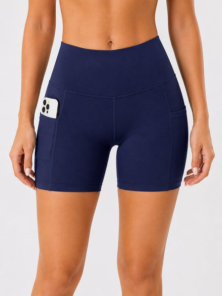 SparkNine Ease short - met handige zakken - XL - blauw - korte broek - hoge taille - slim fit - ademend - sportshort