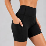 SparkNine Pace dames short - fitness - korte sportbroek - XXL - zwart - hoge taille - met zakken - elastisch - squatproof