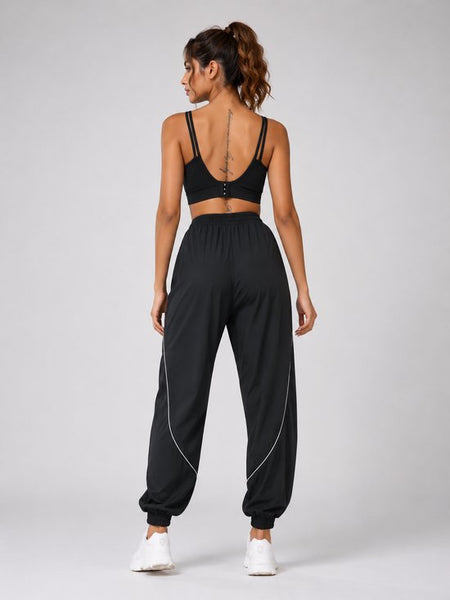 SparkNine Shadowflex dames joggingsbroek - losse fit - met elastische banden - S - zwart - training - hoge taille - lichtgewicht & comfortabel