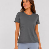SparkNine Vital sport T-shirt - XL - grijs - open rug & mesh details - sporttop - gekruist design - luchtig & sneldrogend