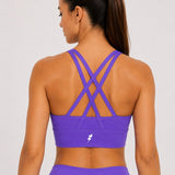 SparkNine Elevate sport-bh - M - paars - gekruiste rug - push-up effect - stevige ondersteuning - met uitneembare pads