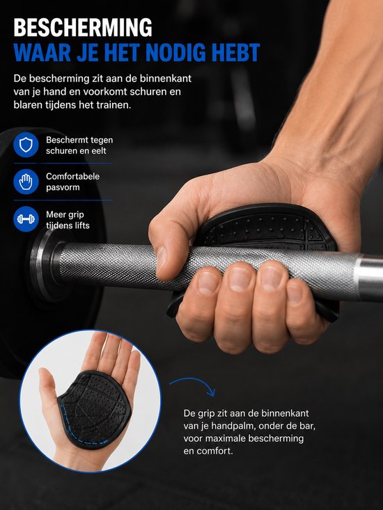 SparkNine Sparkgrip halterhandschoenen - rubber - antislip - volledige palm bescherming - flexibel - one size - zwart - fitness handschoen - grip lifting pads