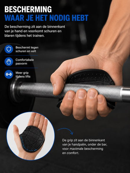 SparkNine Sparkgrip halterhandschoenen - rubber - antislip - volledige palm bescherming - flexibel - one size - zwart - fitness handschoen - grip lifting pads