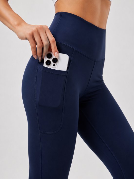 SparkNine Serenaflare dames legging - flare pants - met zakken - S - blauw - hoge taille - stijlvol - elastisch