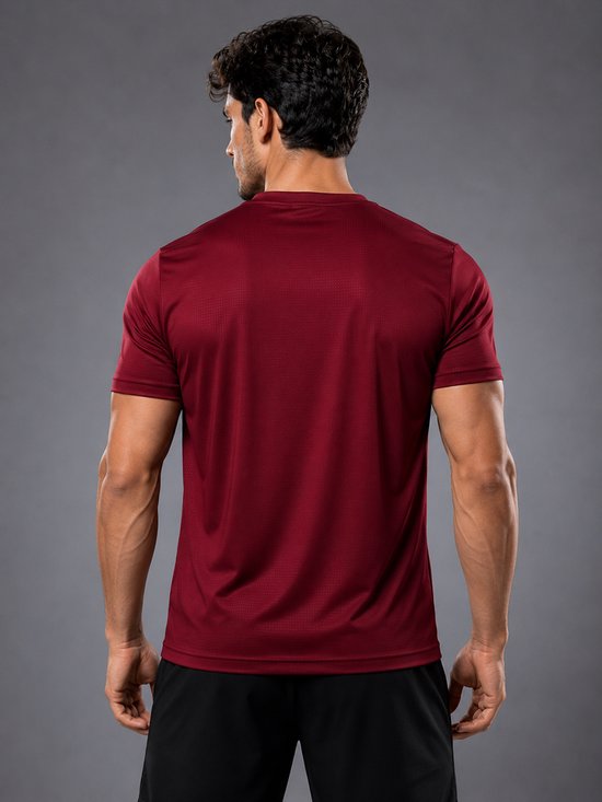 SparkNine Stormcore heren sport t-shirt - sneldrogend & ademend - fitness shirt - XS - rood - korte mauwen - training, rennen, casual dragen
