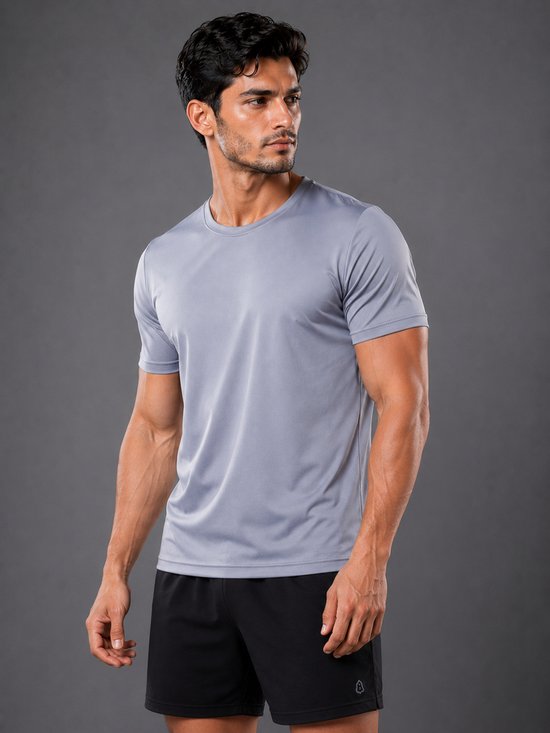 SparkNine Stormcore heren sport t-shirt - sneldrogend & ademend - fitness shirt - XXL - grijs - korte mauwen - training, rennen, casual dragen