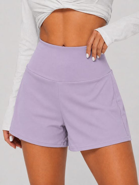 SparkNine Breeze dames short- sportshort - met telefoonzak - dubbellaags met binnenshort - XXL - paars - fitness - hoge taille - ademend & sneldrogend