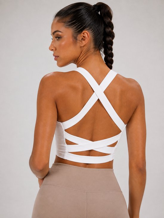 SparkNine Sculptactive sporttop - met ingebouwde sportbeha - verwijderbare pads - XL - wit - high impact ondersteuning - kruisrug - ademend & stijlvol
