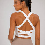 SparkNine Sculptactive sporttop - met ingebouwde sportbeha - verwijderbare pads - XL - wit - high impact ondersteuning - kruisrug - ademend & stijlvol