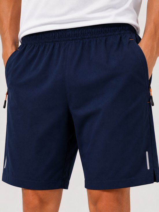 SparkNine Apex fitnesshort - sportbroek - met ritszakken - XL - blauw - functioneel - sneldrogend & ademend - elastische band met trekkoord