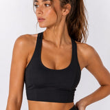 SparkNine Style Sport-BH - met gekruiste rugbandjes - M - zwart - zacht - ademend - stijlvol