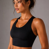 SparkNine Coreshield sportbeha - met ingebouwde pads - M - zwart - push-up sport-bh - high impact ondersteuning - push-up - ademend
