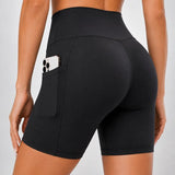 SparkNine Rebel fitness short - korte sportbroek met zakken - S - zwart - hoge taille - sport - telefoonzak - squatproof - niet doorschijnend