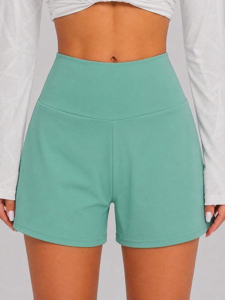 SparkNine Breeze dames short - sportshort - met telefoonzak - dubbellaags met binnenshort - L - groen - fitness - hoge taille - ademend & sneldrogend