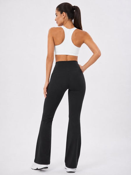 SparkNine Serenaflare dames legging - flare pants - met zakken - S - zwart - hoge taille - stijlvol - elastisch