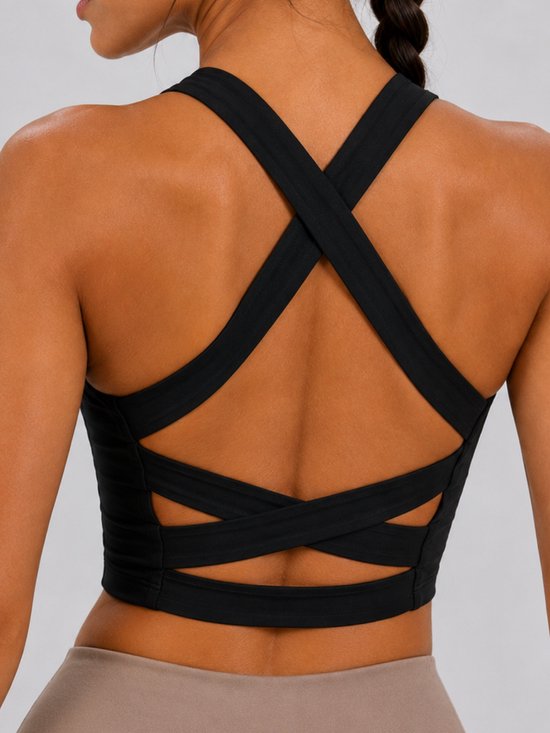 SparkNine Sculptactive sporttop - met ingebouwde sportbeha - verwijderbare pads - XL - zwart - high impact ondersteuning - kruisrug - ademend & stijlvol