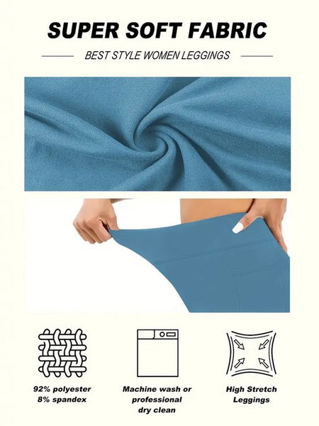 SparkNine Softflex zachte legging met zakken - dames sportlegging - comfy legging - M - lichtblauw - hoge taille - elastisch - zacht materiaal - comfortabel