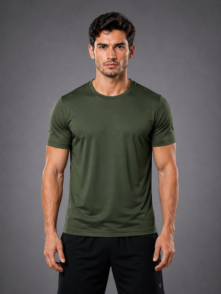 SparkNine Stormcore heren sport t-shirt - sneldrogend & ademend - fitness shirt - S - groen - korte mauwen - training, rennen, casual dragen