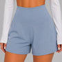 SparkNine Breeze dames short - sportshort - met telefoonzak - dubbellaags met binnenshort - S - lichtblauw - fitness - hoge taille - ademend & sneldrogend