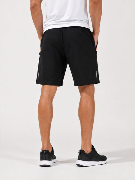 SparkNine Apex fitnesshort - sportbroek - met ritszakken - L - zwart - functioneel - sneldrogend & ademend - elastische band met trekkoord