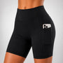 SparkNine Rebel fitness short - korte sportbroek met zakken - M - zwart - hoge taille - sport - telefoonzak - squatproof - niet doorschijnend