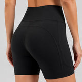 SparkNine Pace dames short - fitness - korte sportbroek - XXL - zwart - hoge taille - met zakken - elastisch - squatproof