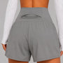 SparkNine Breeze dames short - sportshort - met telefoonzak - dubbellaags met binnenshort - XL - grijs - fitness - hoge taille - ademend & sneldrogend