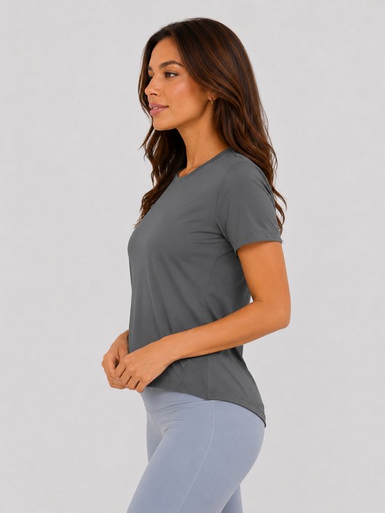 SparkNine Vital sport T-shirt - XL - grijs - open rug & mesh details - sporttop - gekruist design - luchtig & sneldrogend