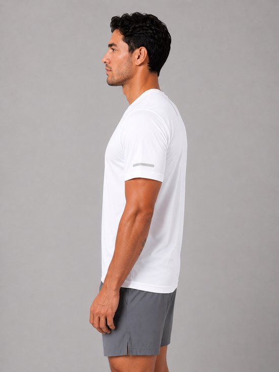 SparkNine Ironlite sport t-shirt heren met reflecterende strepen - XXL - wit - zweetbestendig - lichtgewicht & sneldrogend