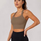 SparkNine Adapt verstelbare sport bh - XL - bruin - super zacht & comfortabel - criss-cross bandjes - ademend - zonder pads