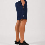 SparkNine Apex fitnesshort - sportbroek - met ritszakken - 3XL - blauw - functioneel - sneldrogend & ademend - elastische band met trekkoord