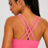 SparkNine Elevate sport-bh - S - roze - gekruiste rug - push-up effect - stevige ondersteuning - met uitneembare pads